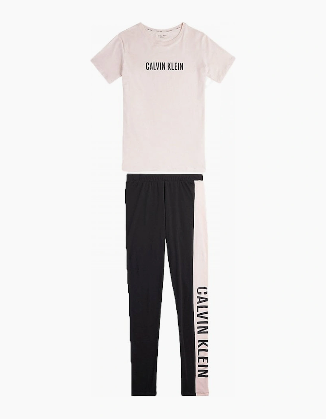 Calvin Klein Calvin Klein Girl's Girls Intense Power PJ set, Short Sleeve and Leggings Pretty Peach/W/PvhBlack
