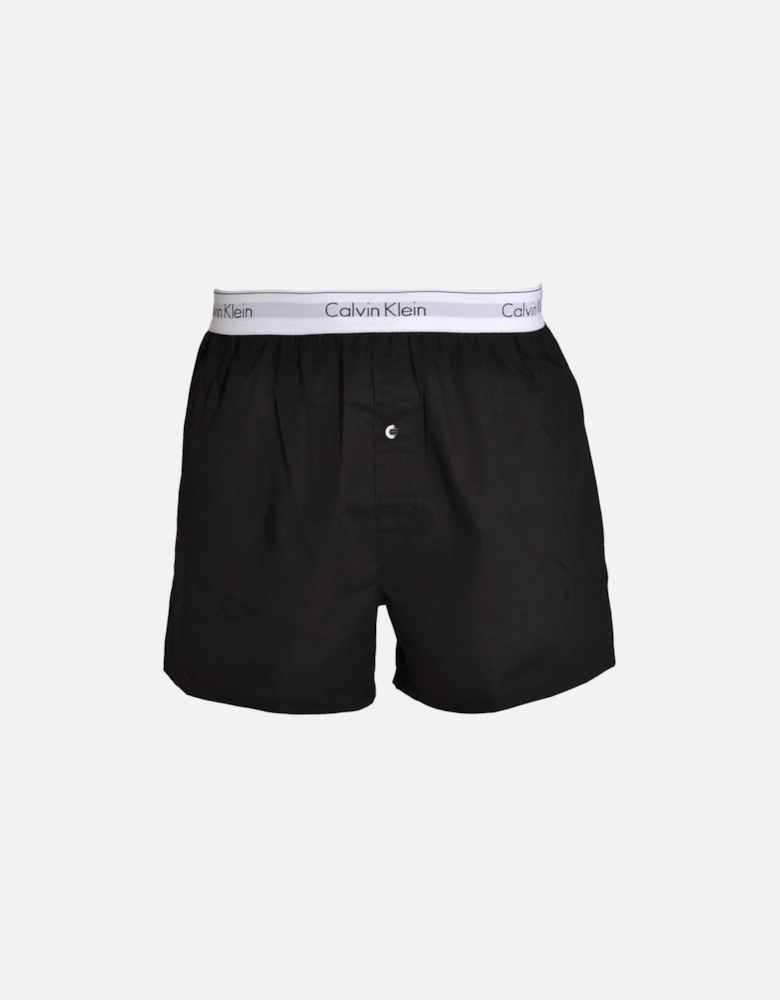 2-Pack Modern Cotton Slim-Fit Woven Boxer Shorts, Black