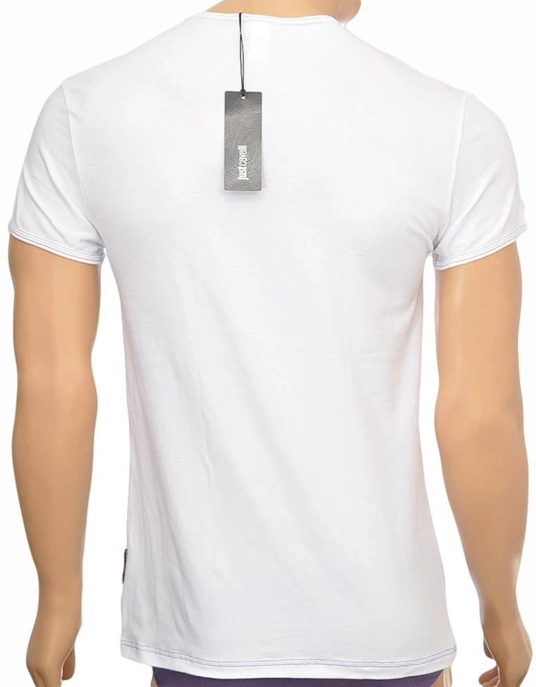 Cotton Stretch V-Neck T-shirt, White