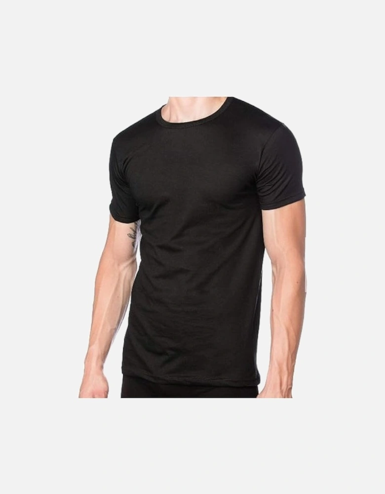 2-Pack Modern Cotton Stretch Cotton Crew-Neck T-Shirts, Black