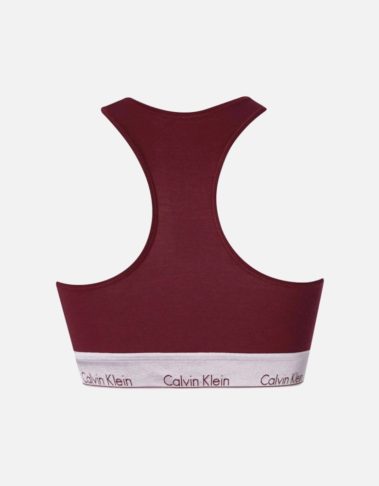 Modern Cotton Plus Size Bralette, Lush Burgundy/Silver