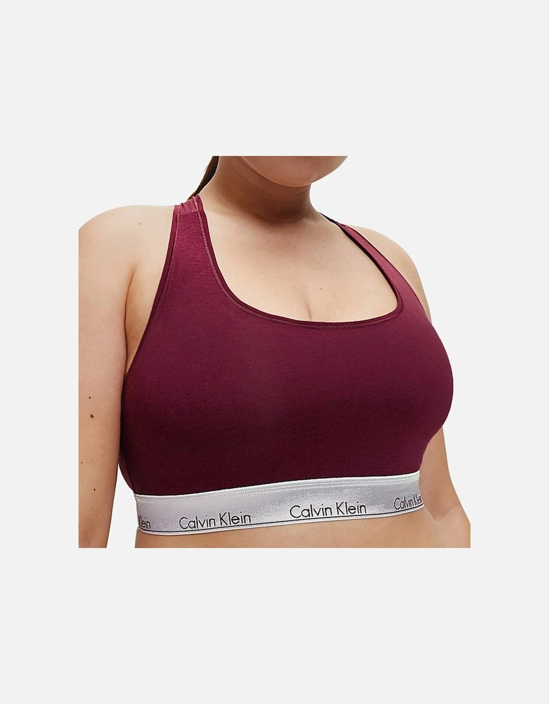 Modern Cotton Plus Size Bralette, Lush Burgundy/Silver