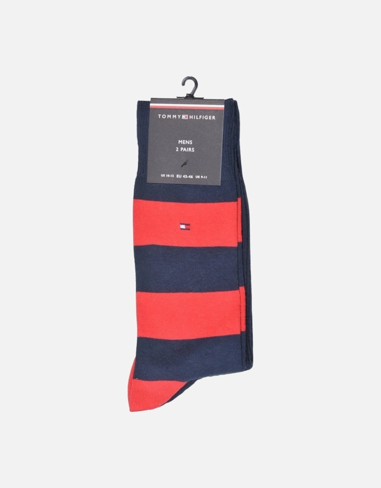 2-Pack Rugby Stripe Socks, Red/Navy