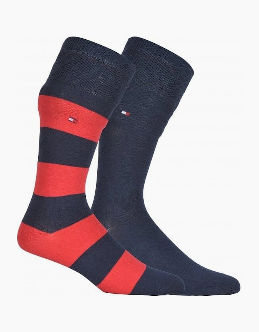 Tommy Hilfiger Men's Navy 2-Pack Rugby Stripe Socks, Red/ - : 9/9.5/10/10.5/11/11.5/12 Eur Size 43-46