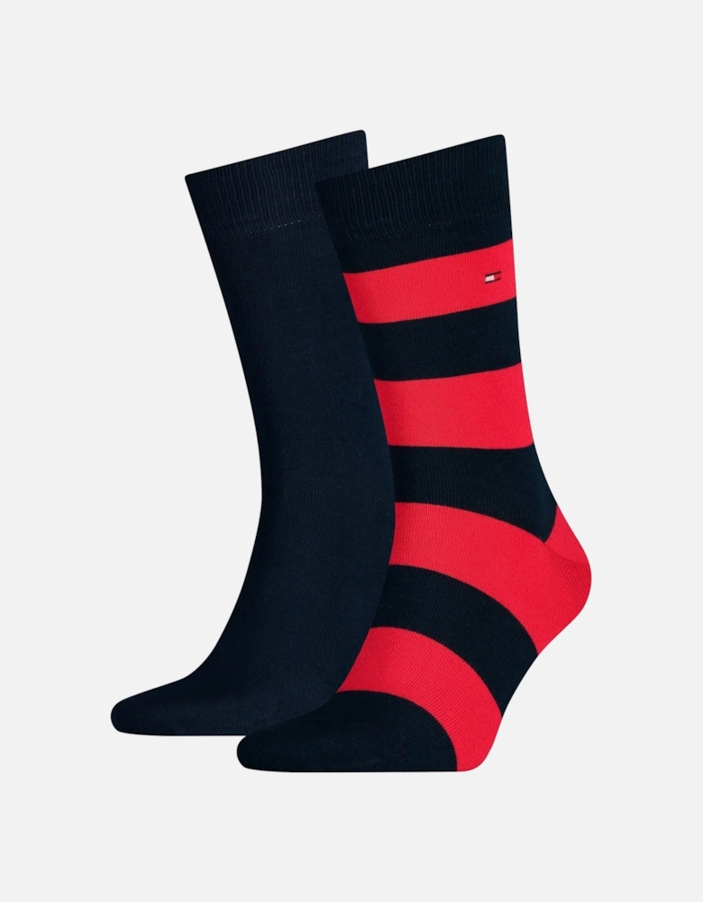 2-Pack Rugby Stripe Socks, Red/Navy