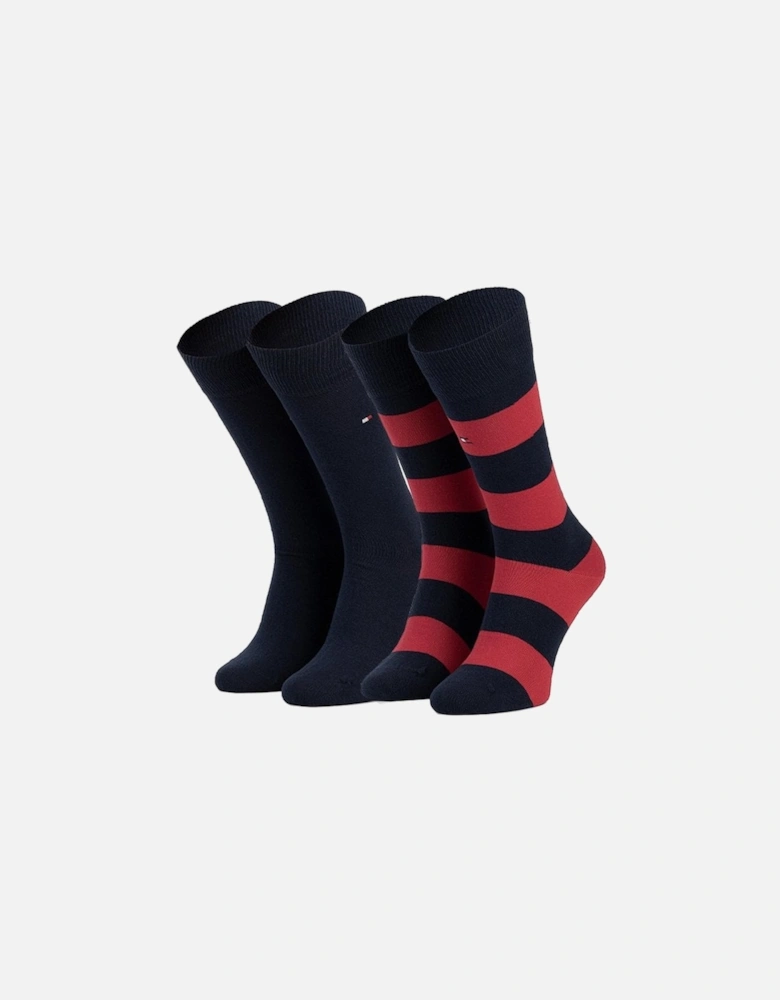 2-Pack Rugby Stripe Socks, Red/Navy