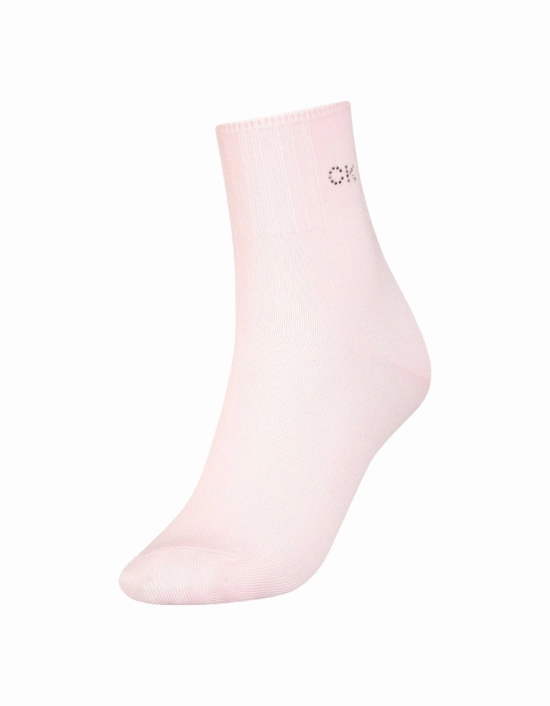 Crystal Logo Women's Short Socks, Pink