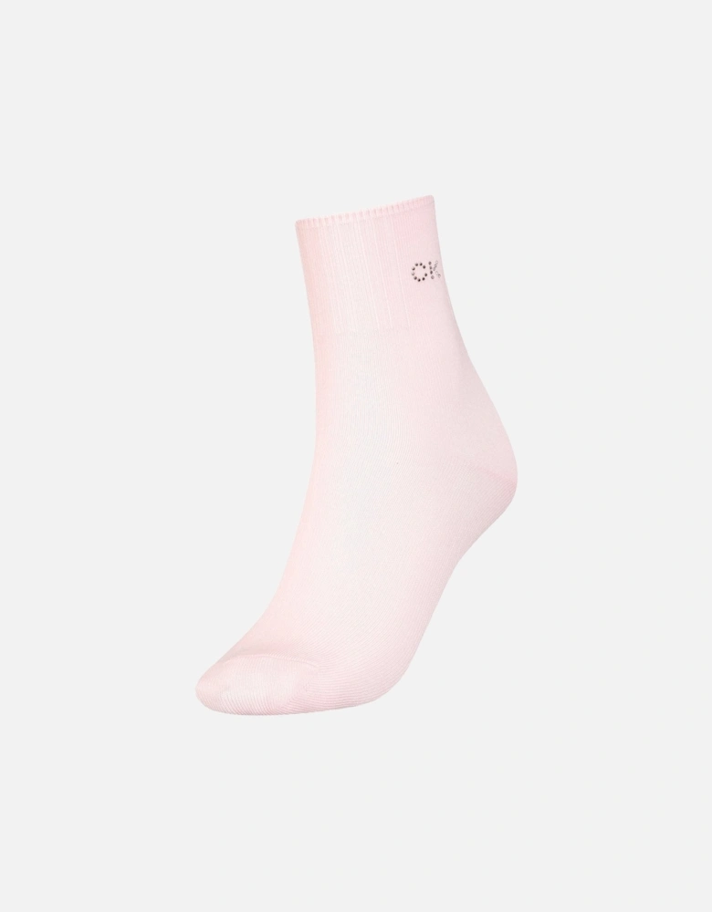 Crystal Logo Women's Short Socks, Pink