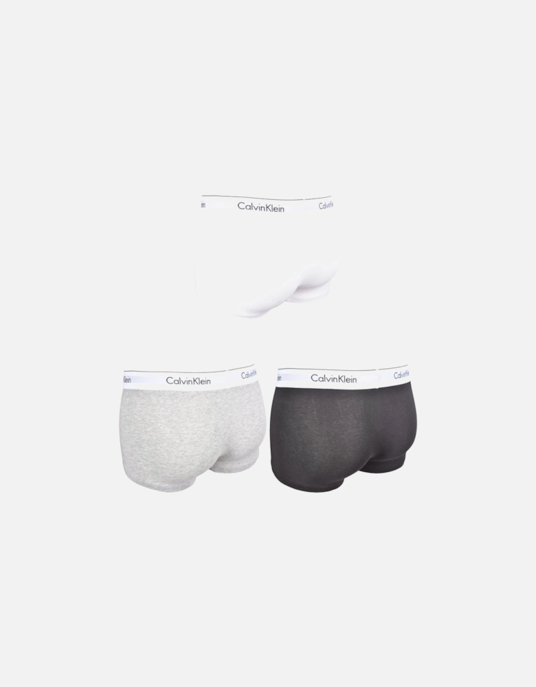 Modern Cotton Stretch 3-Pack Boxer Trunks, Black/White/Grey