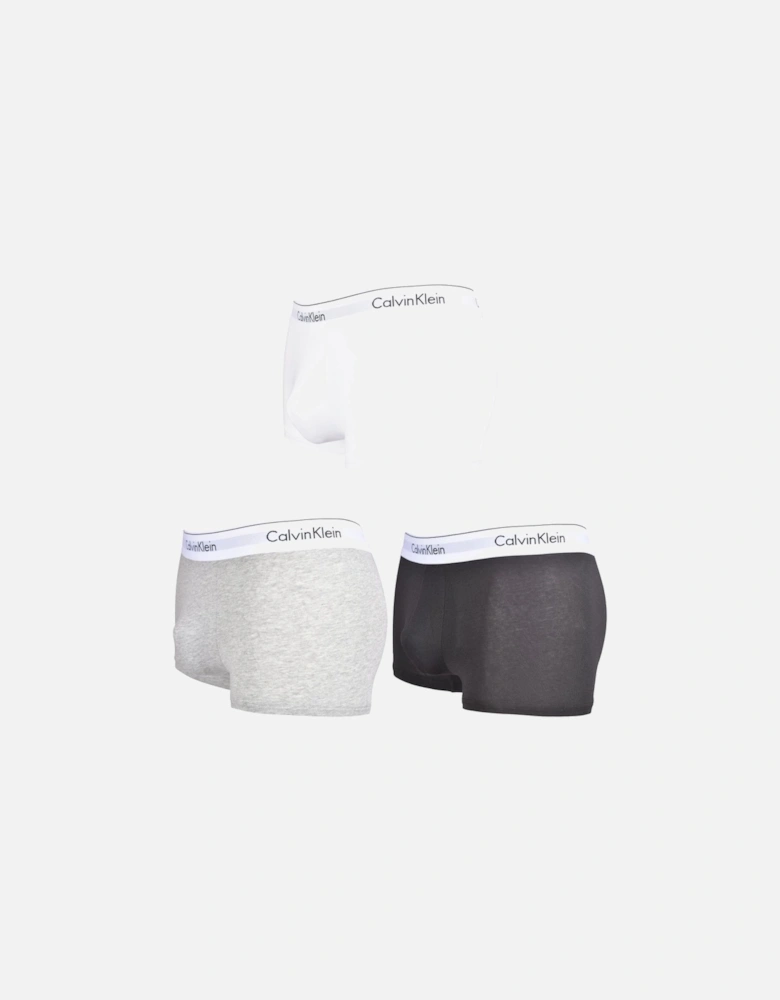 Modern Cotton Stretch 3-Pack Boxer Trunks, Black/White/Grey