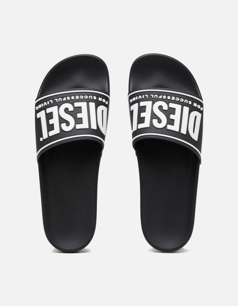 Sa-Mayemi Pool Slides With 3D Logo, Black