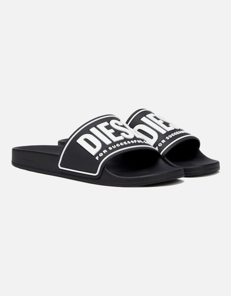 Sa-Mayemi Pool Slides With 3D Logo, Black