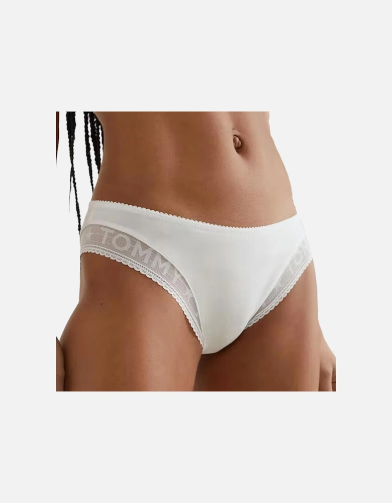 Logo Lace Bikini Briefs, White