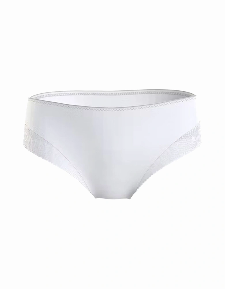 Logo Lace Bikini Briefs, White