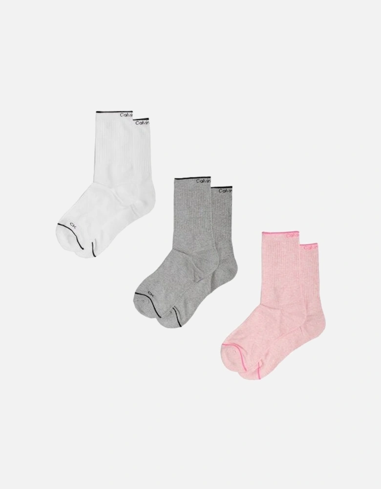 3-Pack Fine Line Women's Sports Socks, Pink Melange Combo