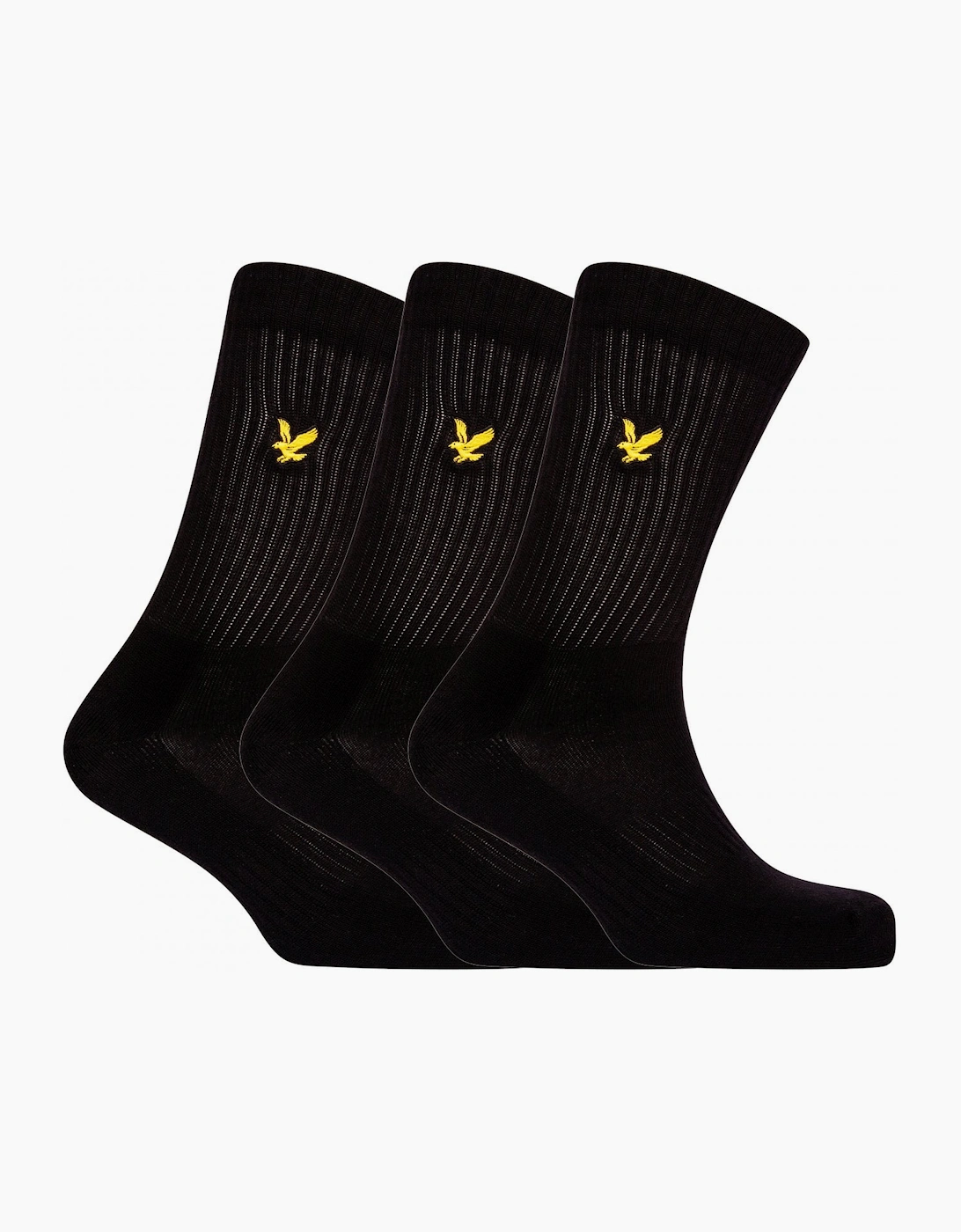 Lyle And Scott Men's Black/Black 3-Pack Hamilton Sports Socks, - Size: 15/8.5/15.5/9/16/14/6.5/7/7.5/14.5/8/12/5.5/12.5/6/13/13.5/10.5/4/11/4.