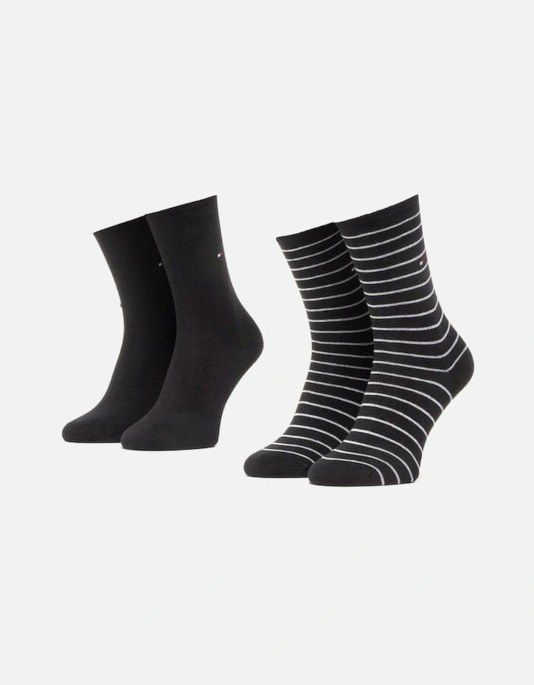 2-Pack Small Stripe Women's Socks, Black