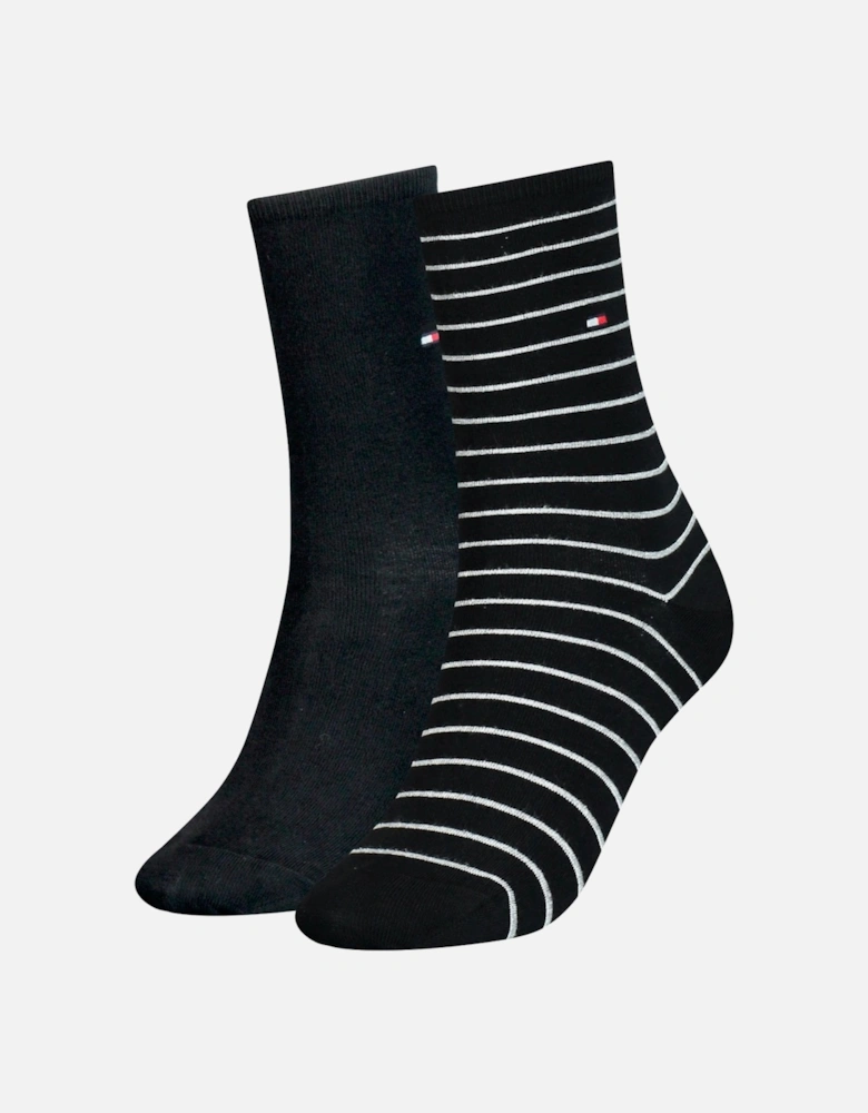 2-Pack Small Stripe Women's Socks, Black