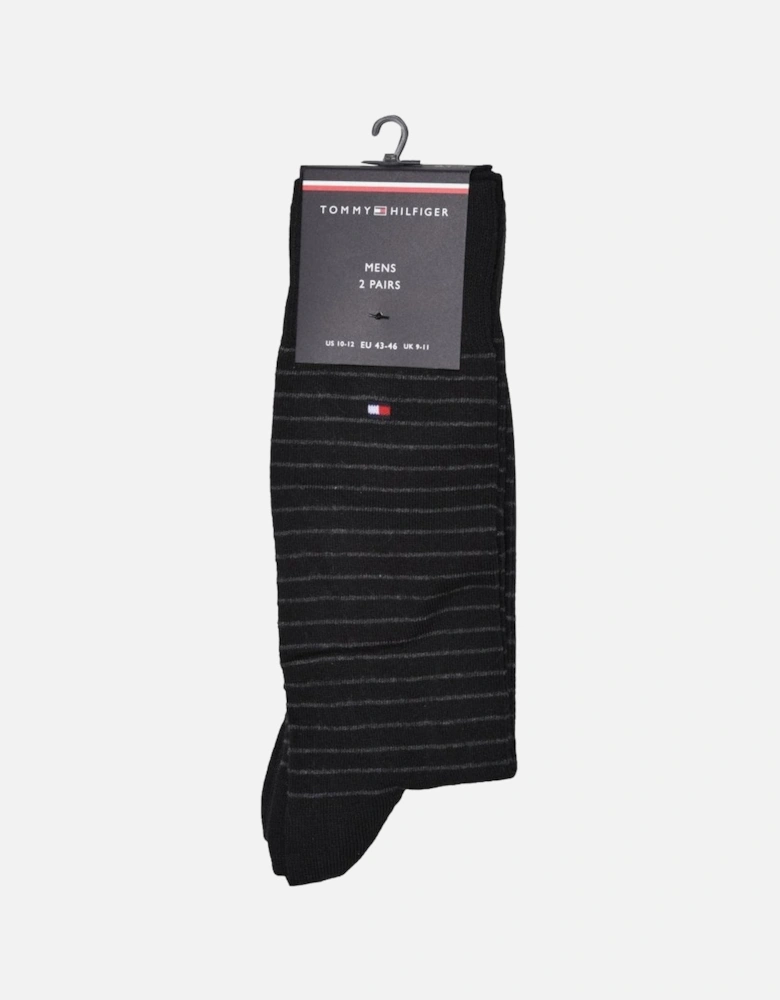 2-Pack Small Stripe Socks, Black