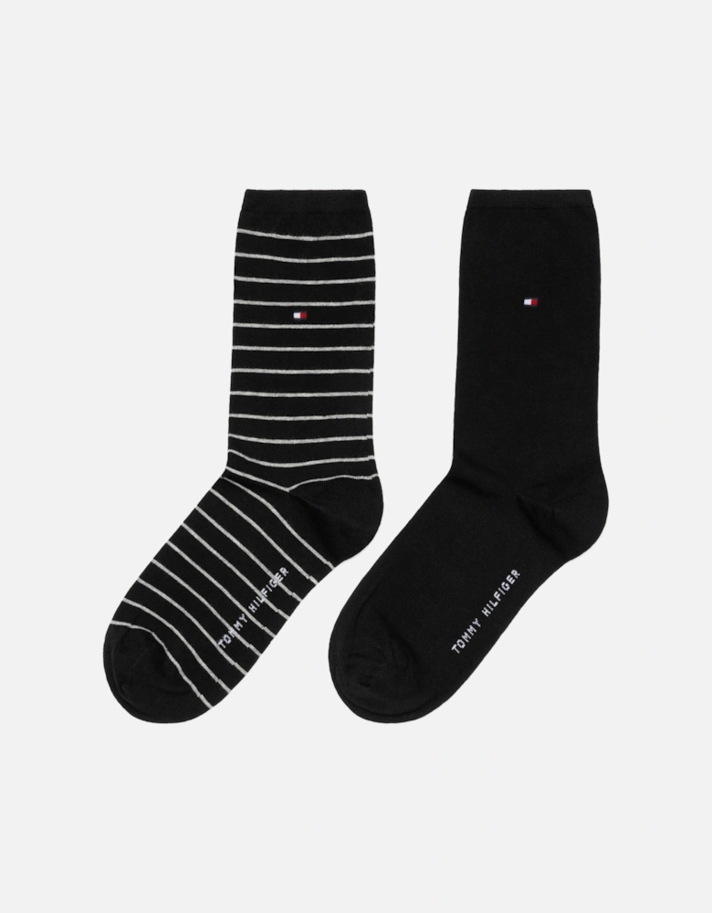 2-Pack Small Stripe Women's Socks, Black