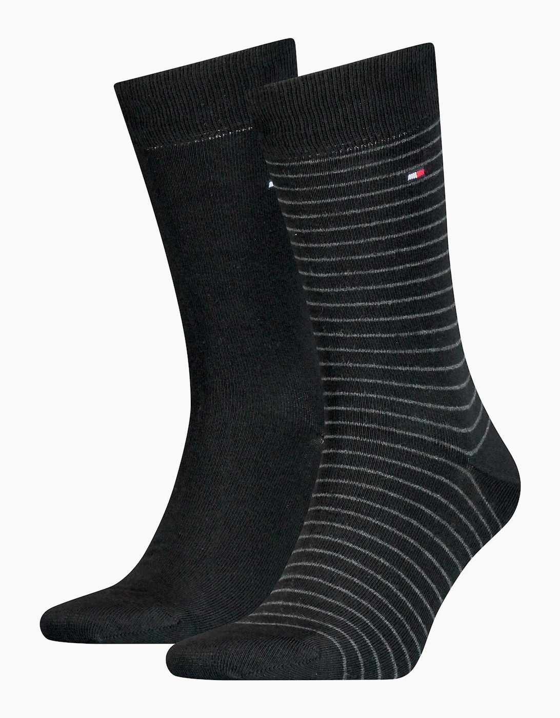 Tommy Hilfiger Men's Black 2-Pack Stripe Socks, - : 9/9.5/10/10.5/11/11.5/12 Eur Size 43-46