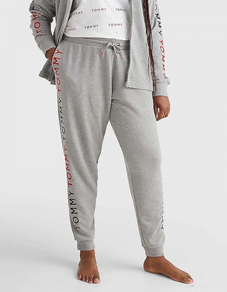 Curve Logo Embroidery Tapered Track Pants, Medium Grey Heather