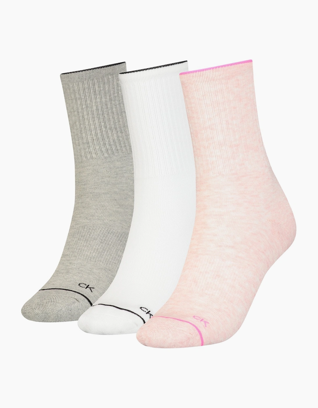 Calvin Klein Women's Pink 3-Pack Fine Line Sports Socks, Melange Combo - Size: 13/6.5/7/7.5/11.5/5/12/5.5/12.5/6/10/3.5/10.5/4/11/4.5/8/2/9/2.