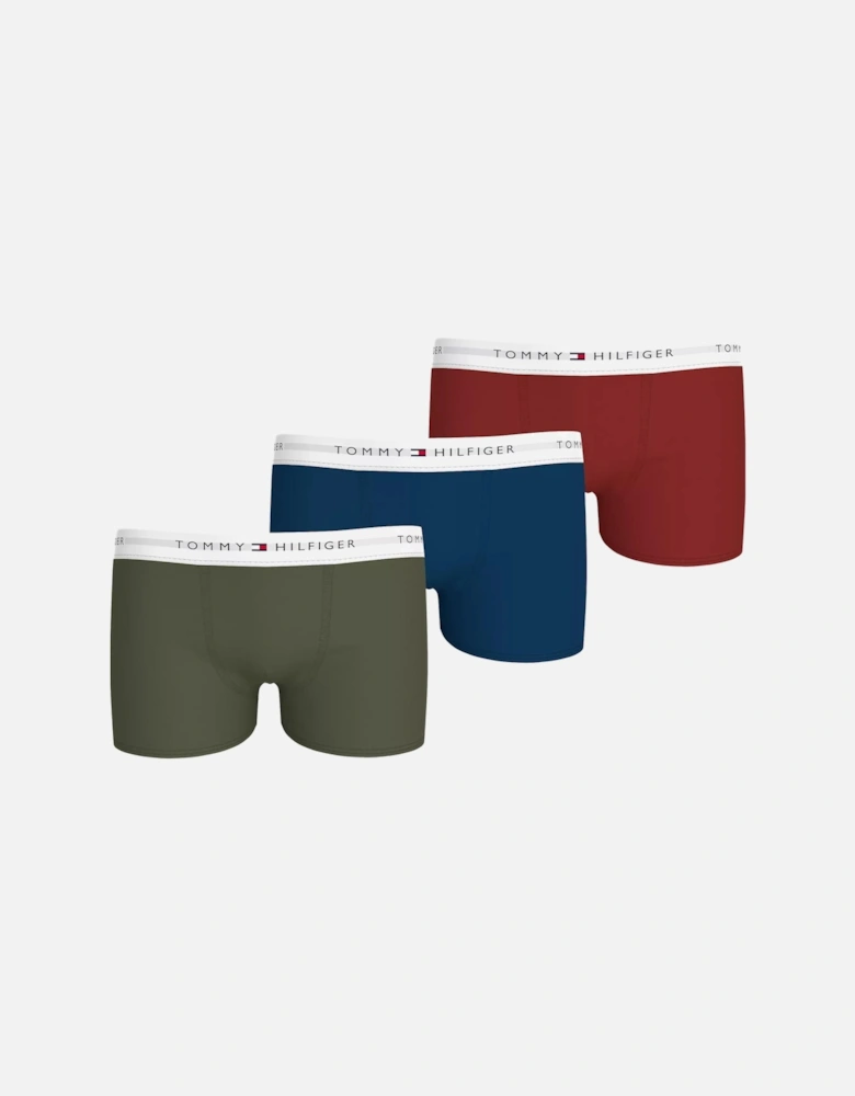 3-Pack Heritage Logo Boys Boxer Trunks, Indigo/Magma/Oliver