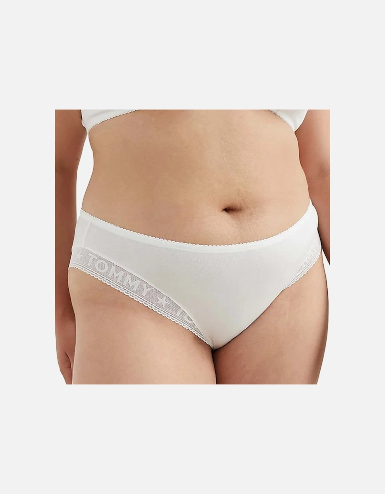 Curve Logo Lace Bikini Briefs, White