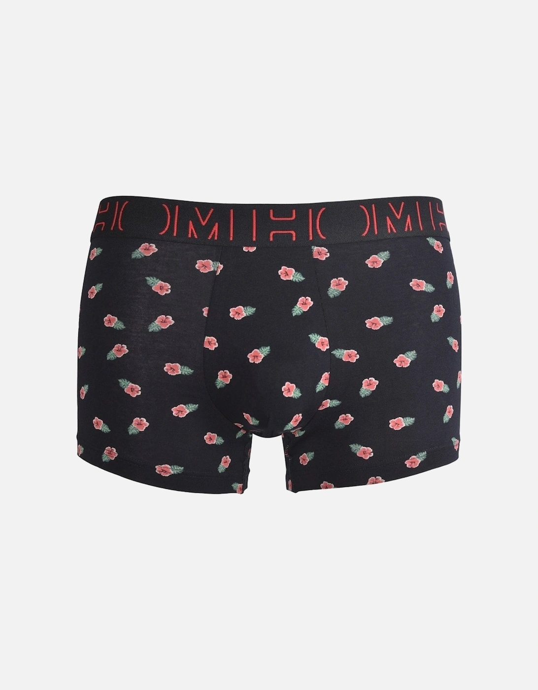 3-Pack Hibiscus Print Boxer Trunks, Black/Red