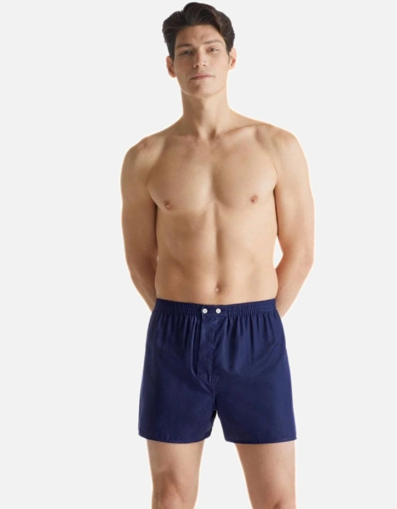 Lombard Jacquard Classic-Fit Cotton Boxer Shorts, Navy