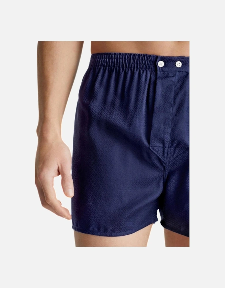 Lombard Jacquard Classic-Fit Cotton Boxer Shorts, Navy