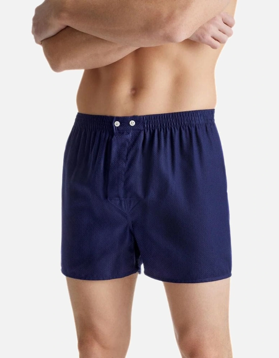 Lombard Jacquard Classic-Fit Cotton Boxer Shorts, Navy