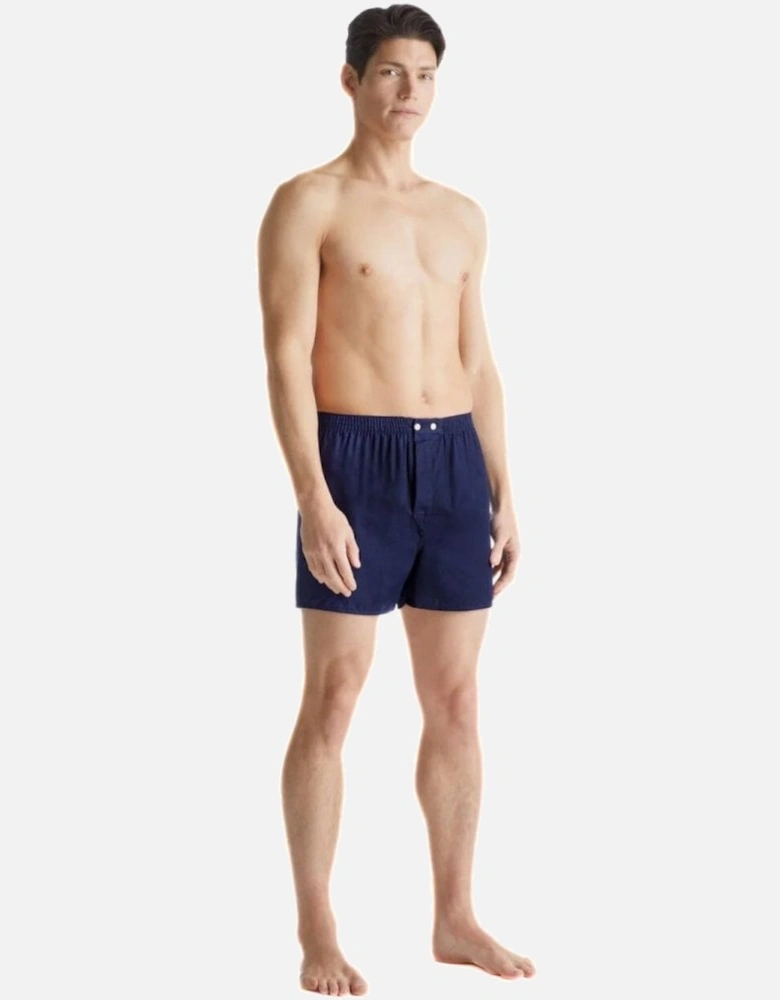 Lombard Jacquard Classic-Fit Cotton Boxer Shorts, Navy