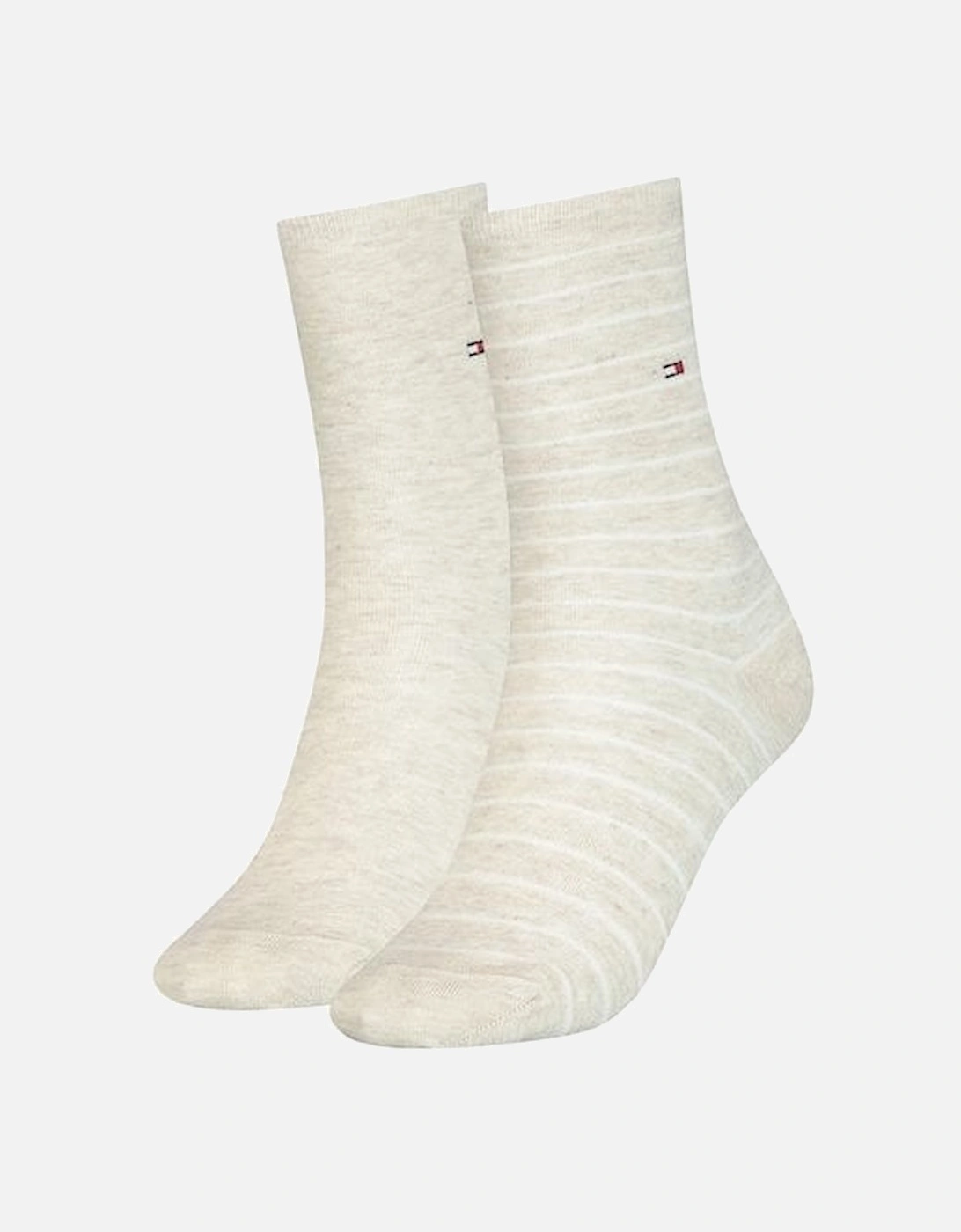 2-Pack Small Stripe Women's Socks, Light Beige Melange, 5 of 4