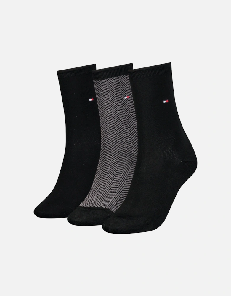 3-Pack Herringbone Pattern & Classic Women's Socks Gift Box, Black