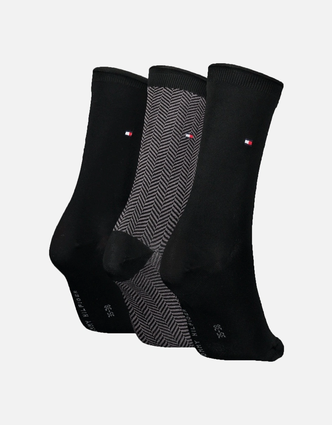 3-Pack Herringbone Pattern & Classic Women's Socks Gift Box, Black