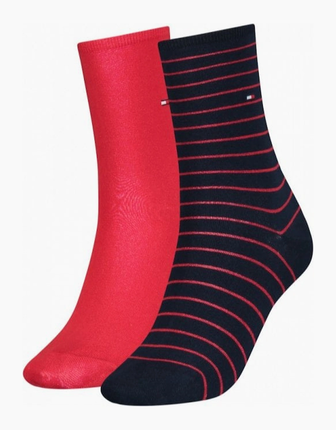 Tommy Hilfiger Women's Red 2-Pack Small Stripe Socks, /Navy - Size 2/2.5/5/4.5/4/3.5/3