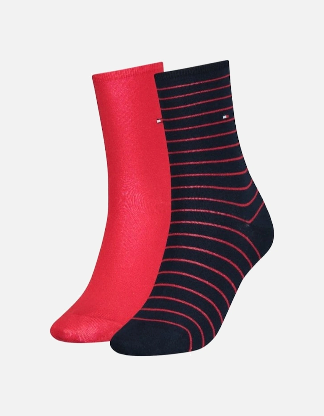 2-Pack Small Stripe Women's Socks, Red/Navy, 7 of 6