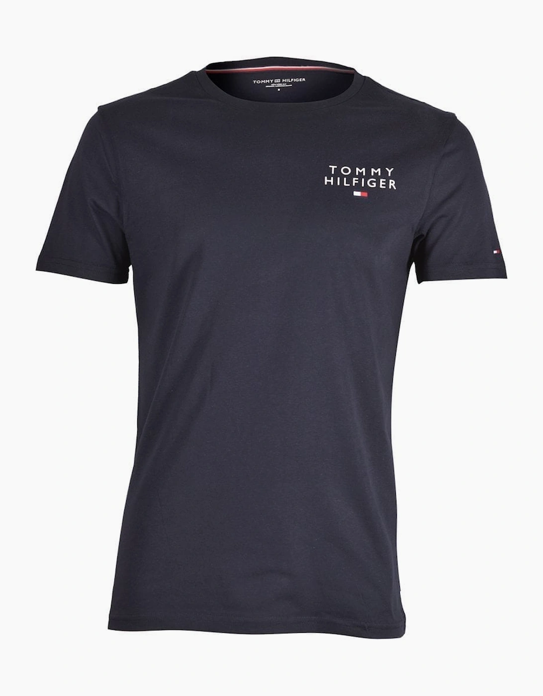 Tommy Hilfiger Men's Black Script Flag Logo Crew Neck T-Shirt, Navy  38 M