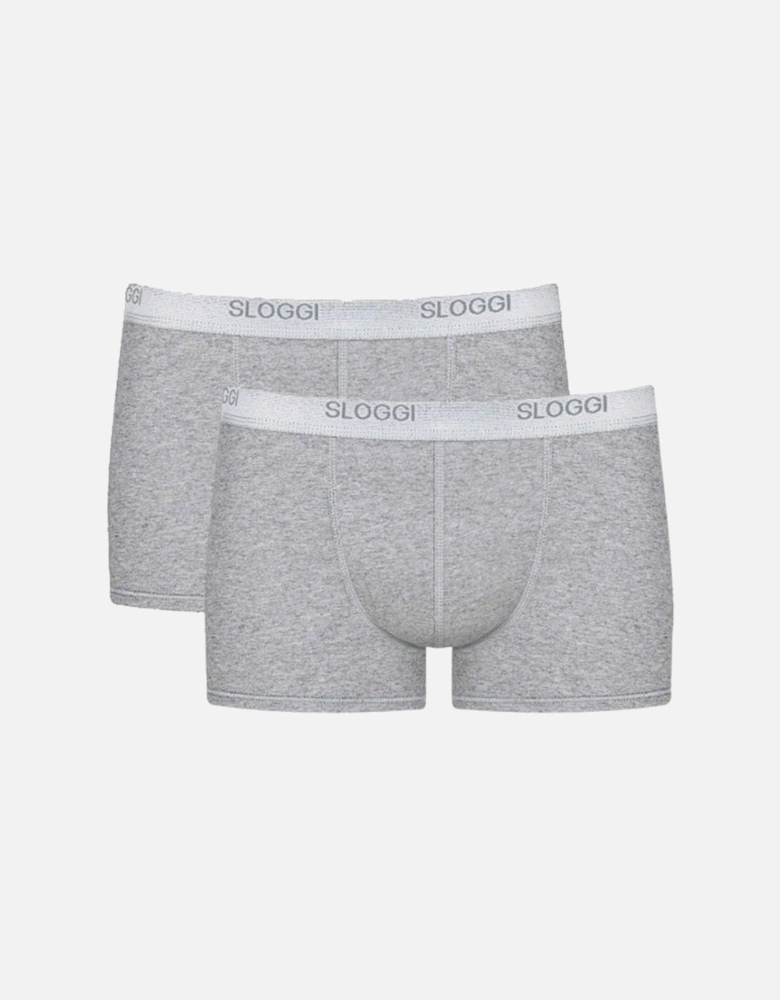 Basic 2-Pack Short, Grey Melange