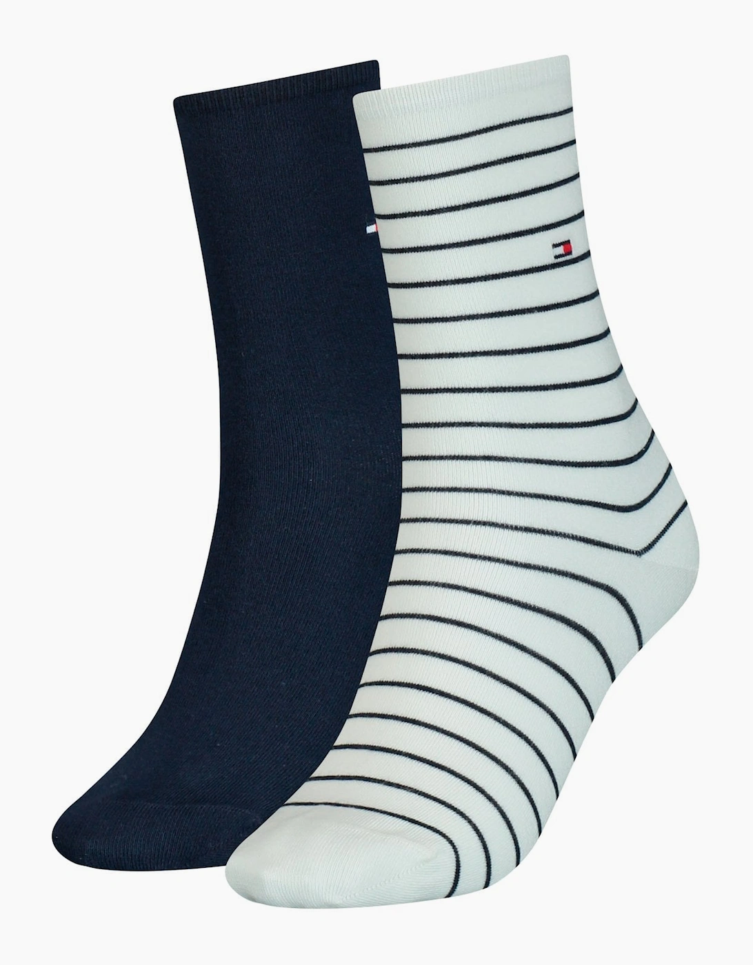 Tommy Hilfiger Women's White 2-Pack Small Stripe Socks, /Navy - Size 2/2.5/5/4.5/4/3.5/3