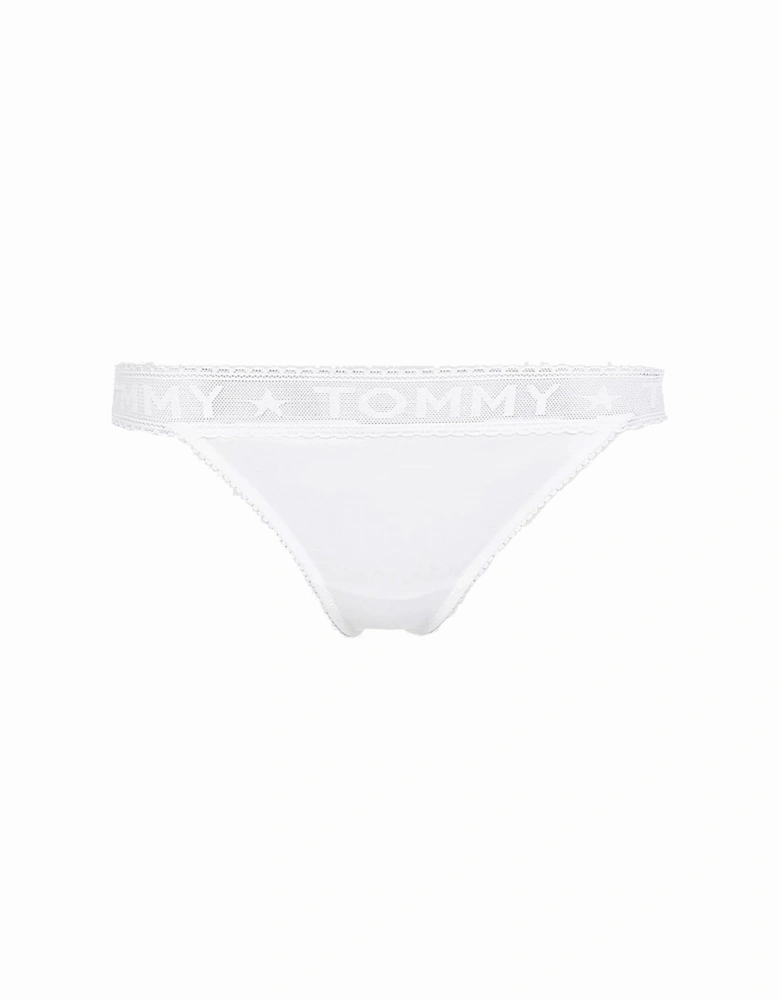 Logo Lace Thong, White