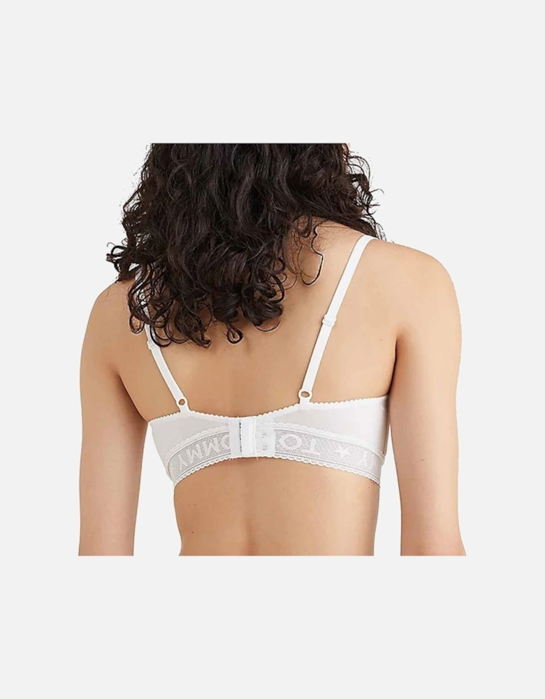 Logo Lace Spacer Cup Triangle Bralette, White