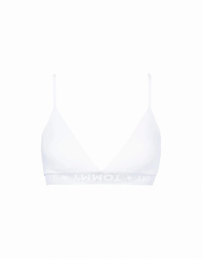 Logo Lace Spacer Cup Triangle Bralette, White