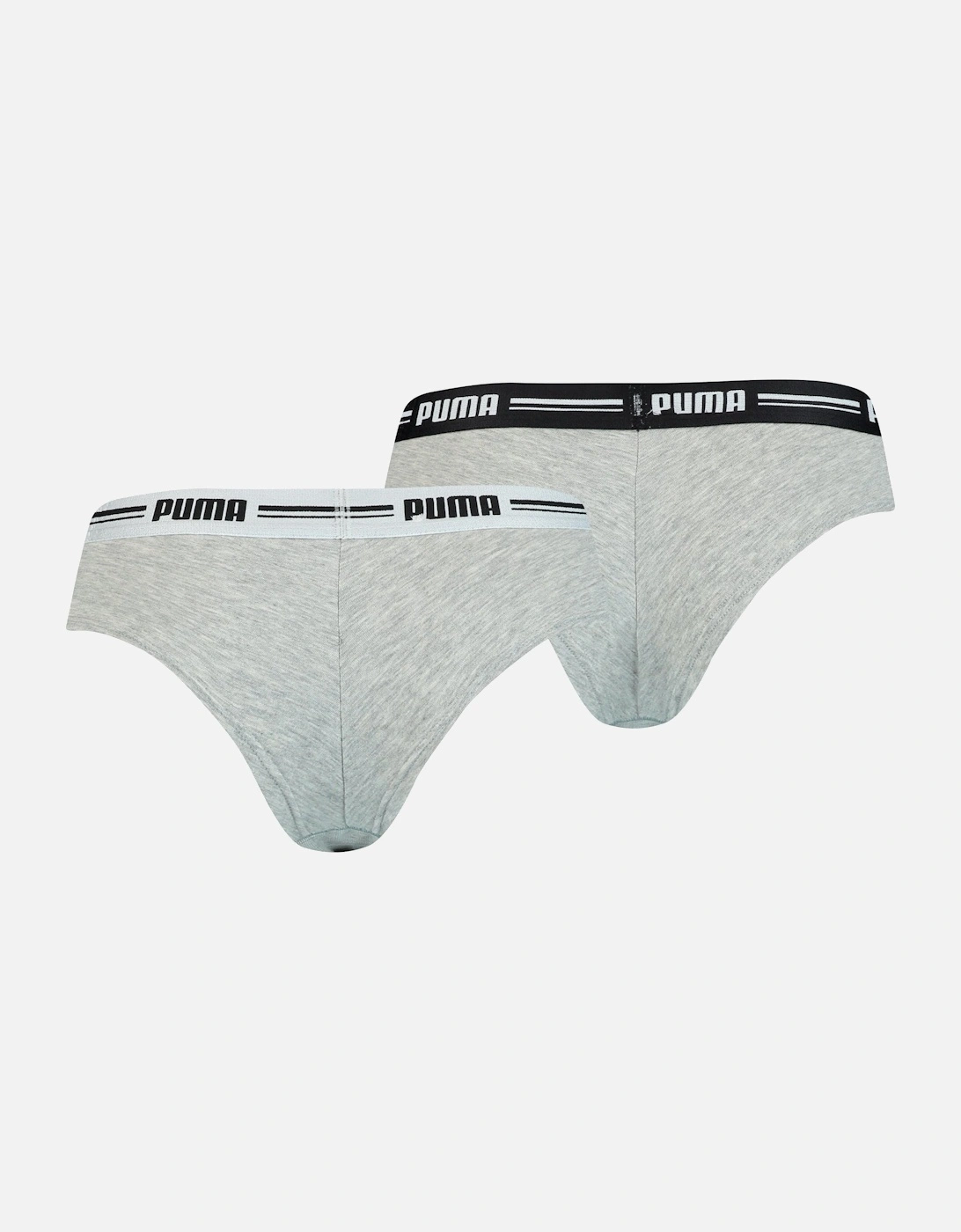 2-Pack Striped Logo Mid-Rise Brazilian Briefs, Grey Melange