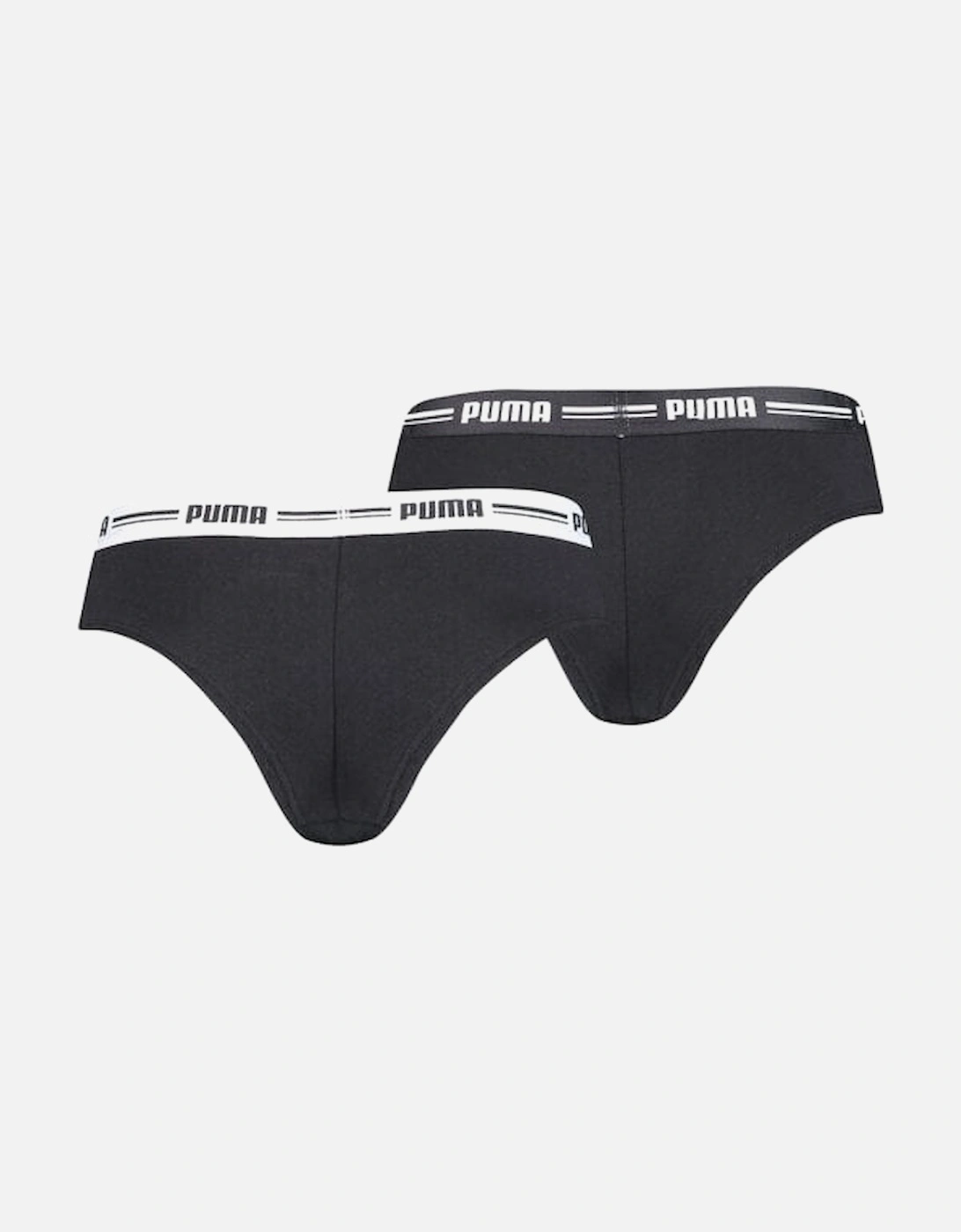 2-Pack Striped Logo Mid-Rise Brazilian Briefs, Black