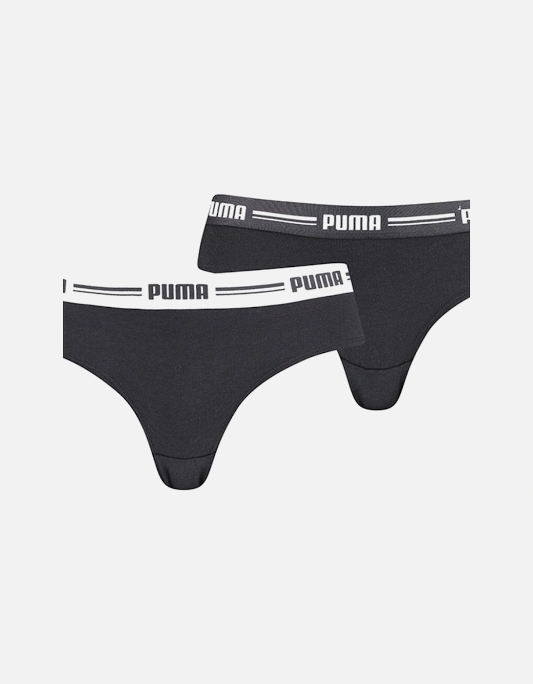 2-Pack Striped Logo Mid-Rise Brazilian Briefs, Black