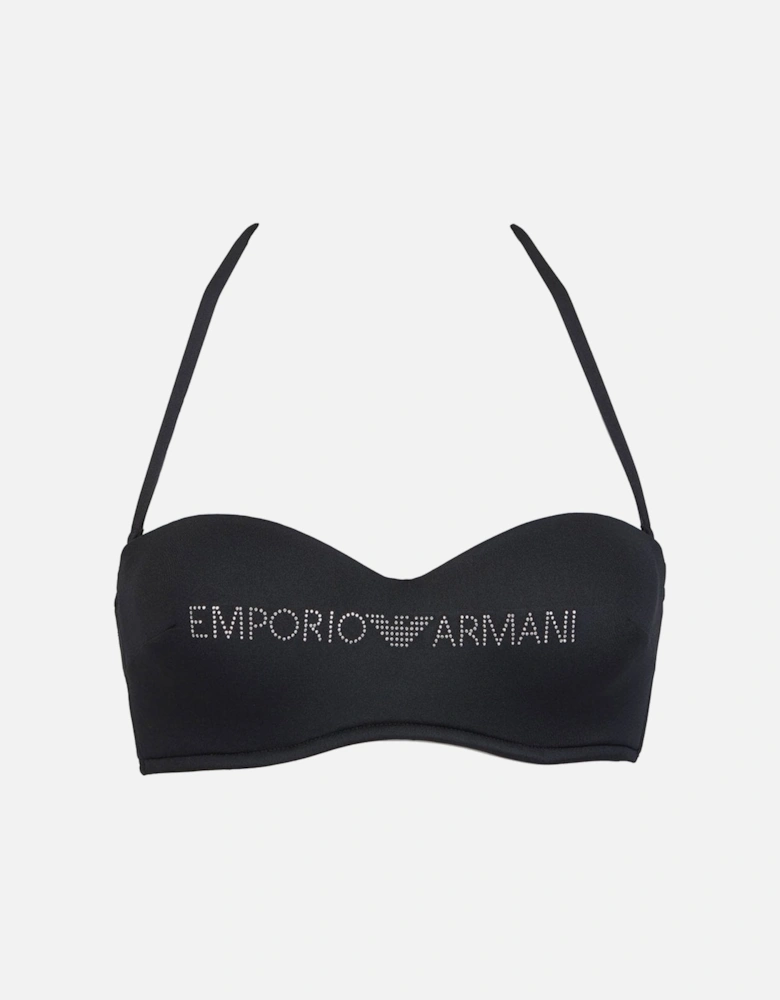 Logo Padded Bikini Top, Black