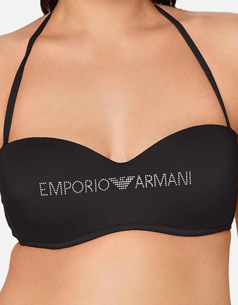 Logo Padded Bikini Top, Black